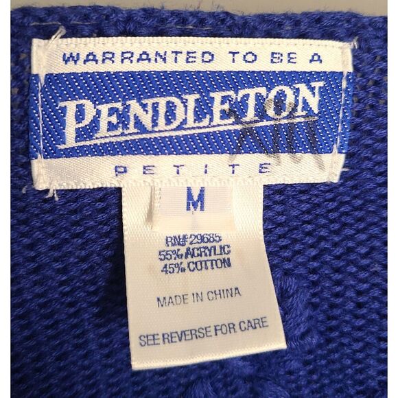 Vtg Pendleton Embroidered Blue Button Short Sleeve Granny Cardigan MEDIUM Bright - Picture 6 of 8